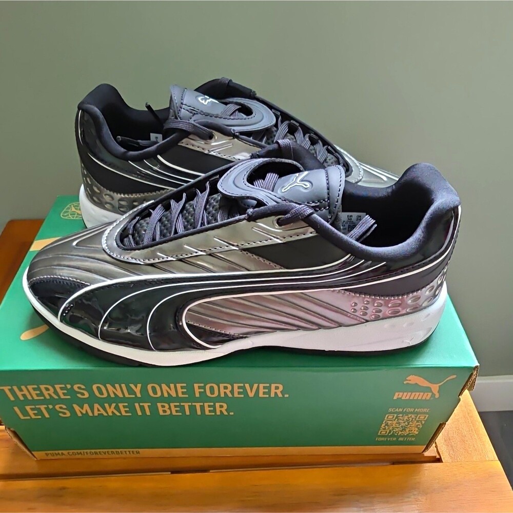 PUMA V-S2 Goalgetter Jr Kids Sneaker Silver Black Soccer US 6 EU 38